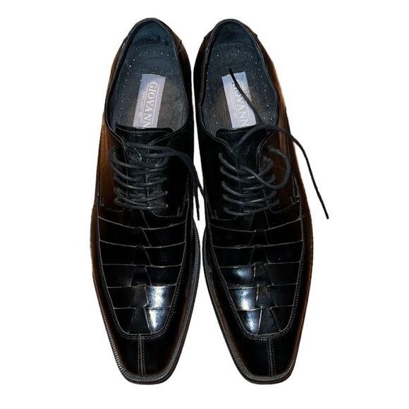 Giovanni Black Leather Shoes Size 11 - Picture 1 of 6
